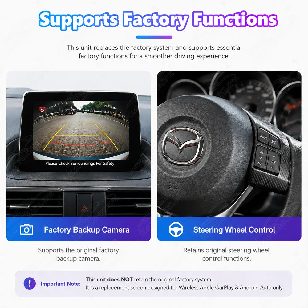 Mazda 6 (2014–2021) Linux Wireless CarPlay & Android Auto Screen Upgrade