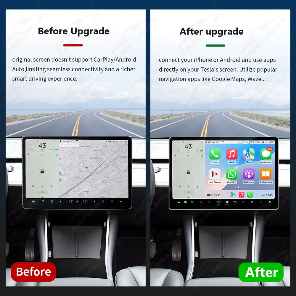 Wireless Apple Carplay Android Auto For Tesla Model Y / Model 3 2019-2024 CarPlay Retrofit Module