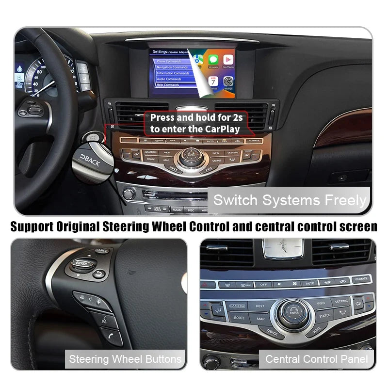 Wireless Apple CarPlay Android Auto Interface For Infiniti QX60 QX70 Q70 Nissan Patrol 2008-2020 Aftermarket CarPlay Upgrade Retrofit Module