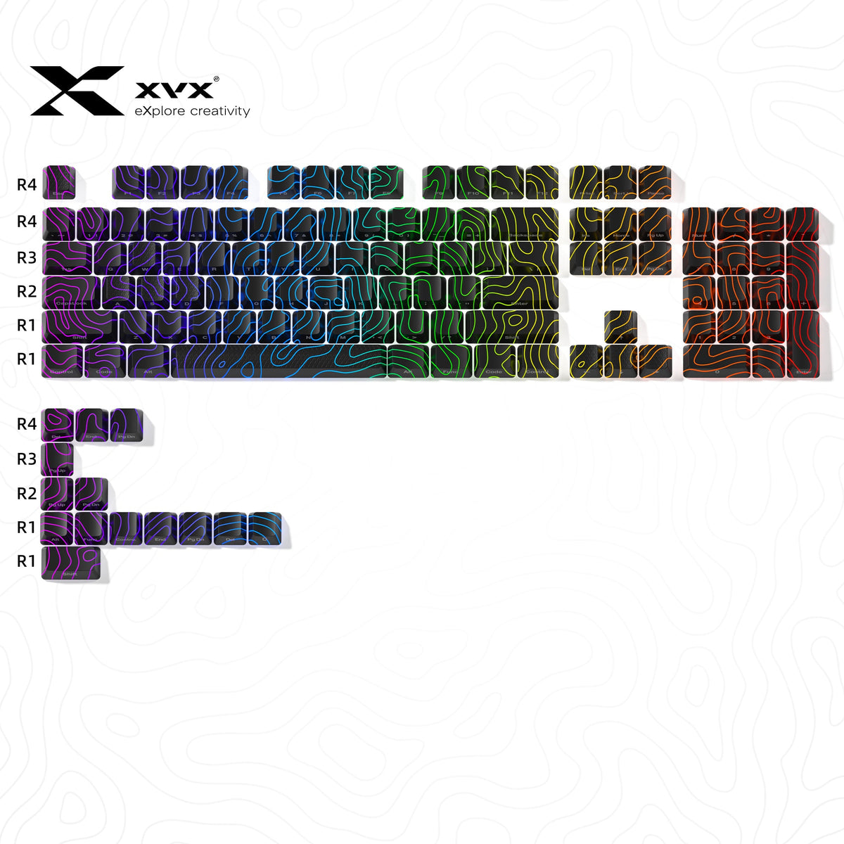 XVX IMD Spider Web Shine-Through OEM Profile 118-Key Keycap Set