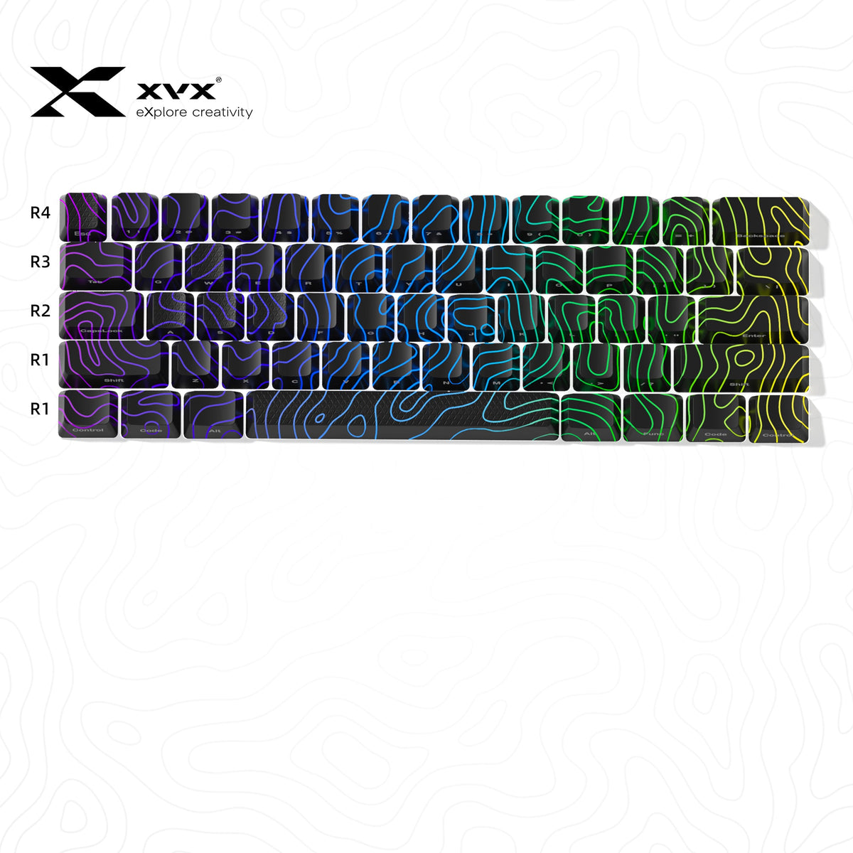 XVX IMD Topographic New Version Pattern Shine-Through OEM Profile Keycap Set