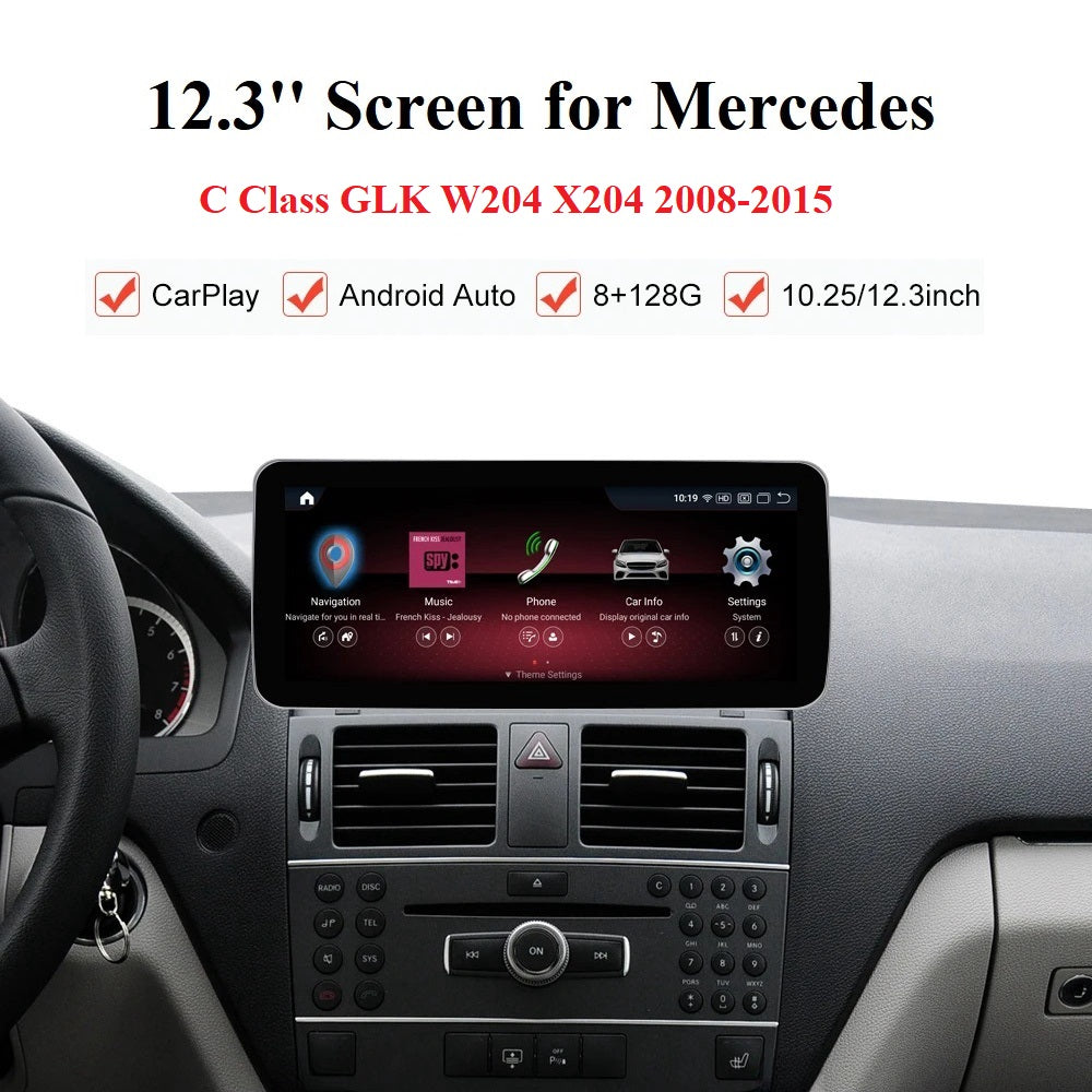 Android 13 Car Radio Touchscreen 12.3'' Car Stereo for Mercedes Benz C Class W204 GLK X204 2008-2015