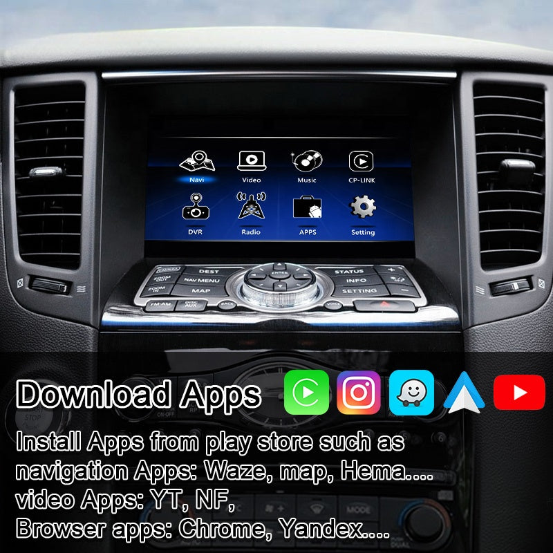 Wireless Apple Carplay/Android Auto for Infiniti FX35 FX50 G37 M45 QX60 Q70 GT-R Nissan Patrol 370Z 2008-2021