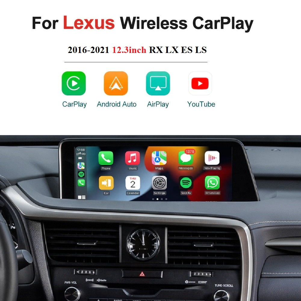 Wireless Apple CarPlay Interface for 12.3 inch Lexus RX LX GS ES 2016-2021 Android Auto Upgrade Module