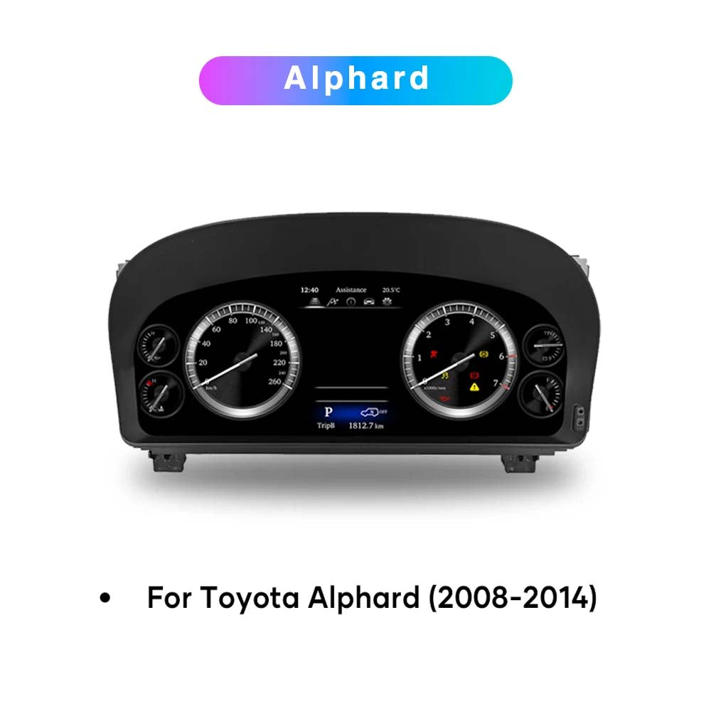 12.3" LCD Digital Cluster For Toyota Alphard 2008-2019 Linux Digital LCD Dashboard Instrument Gauge Cluster