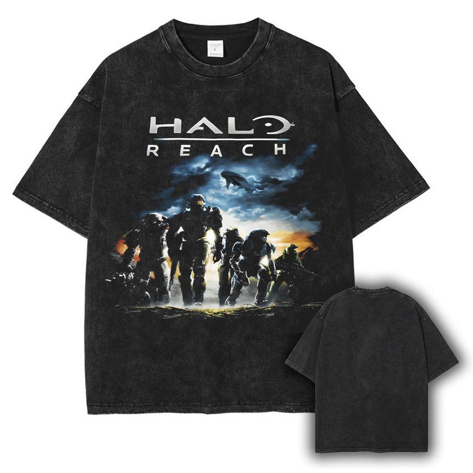 Halo Reach Unisex Washed Cotton – Washed Tee Cotton Menswear Top  | SEP 28