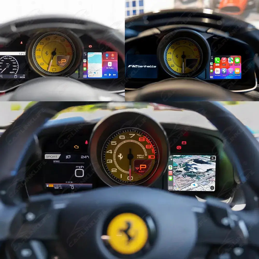 Wireless Apple Carplay & Android Auto for Ferrari 458 (F142) 488 (F142M) F12Berlinetta (F152) F8 (F142MFL) 812 Superfast (F152M) GTC4Lusso (F151M) Portofino (F164) Roma (F169) 296 (F171) SF90 (F173) California T (F149M) 2009-2025