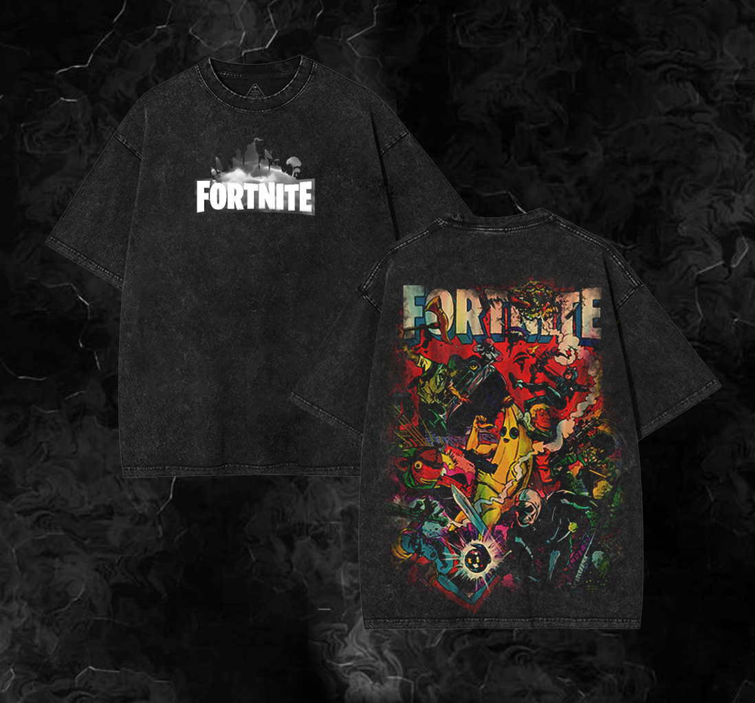 Fortnite Side Tee – Inspired Oversized Washed Shirt