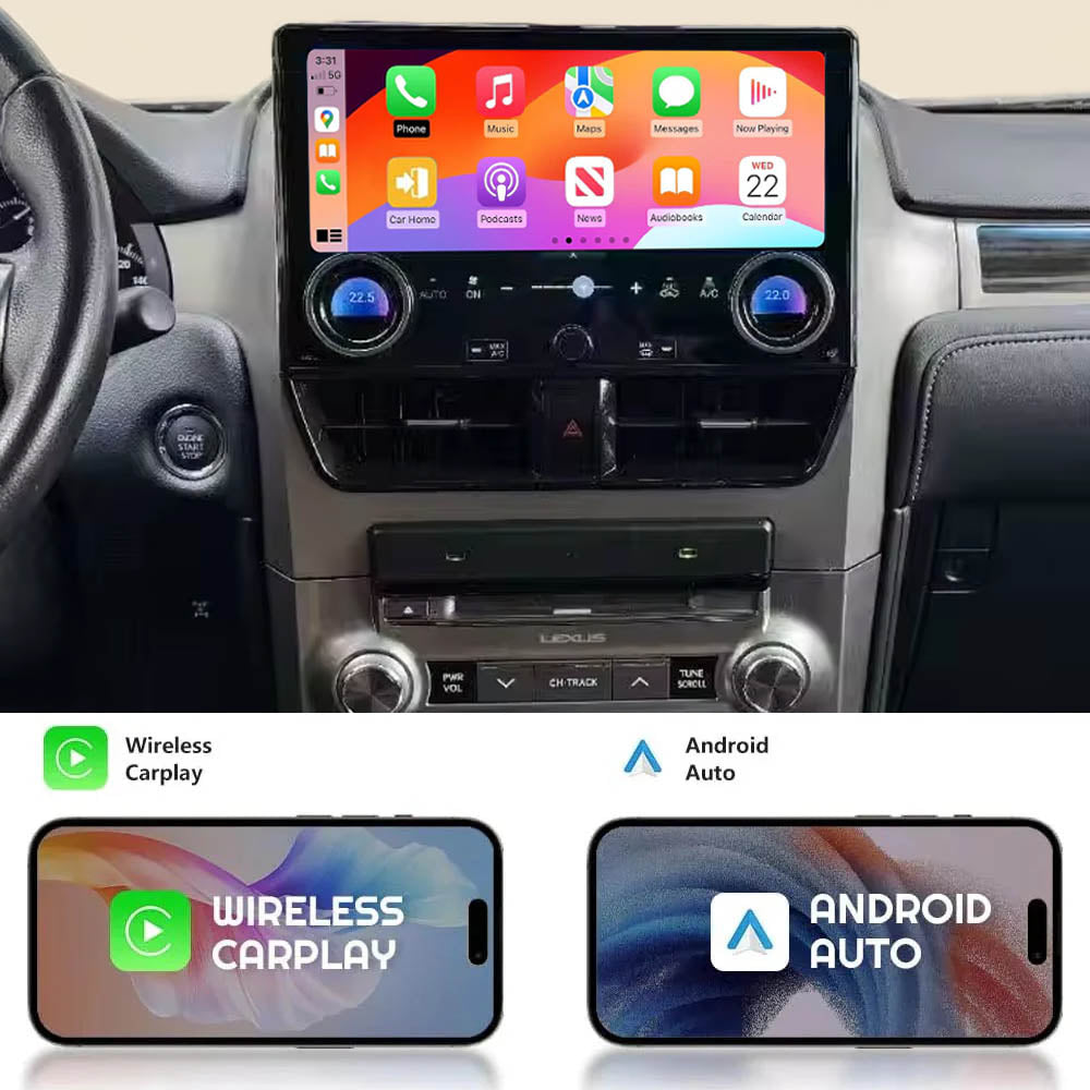 Lexus GX460 2010–2021 13.3" Android Screen Upgrade (GX550 Style) w/ CarPlay & Android Auto + Fiber Decoder Included