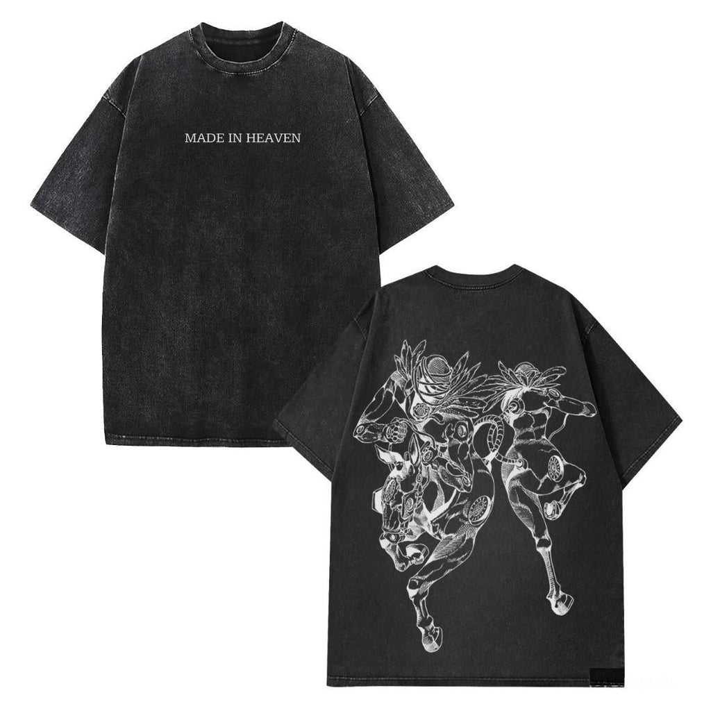 JoJo's Bizarre Adventure Made in Heaven Graphic Tee Final Stand Power Shirt Retro Anime