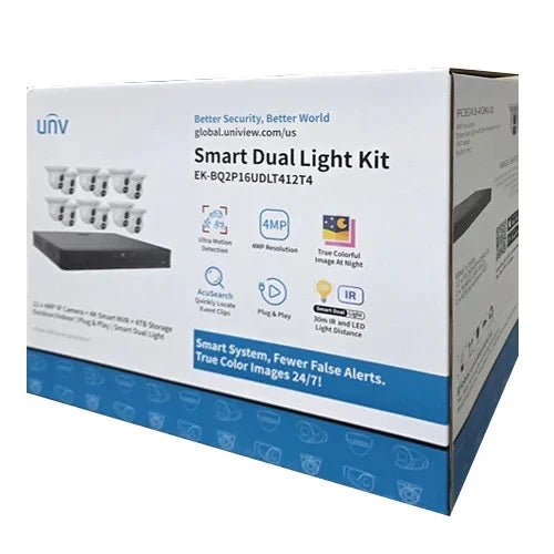 UNV EK-BQ2P16UDLT412-V2, (NO HDD) IP Kit 16ch NVR, 12pcs Turret 4MP Color Hunter (Smart Search),