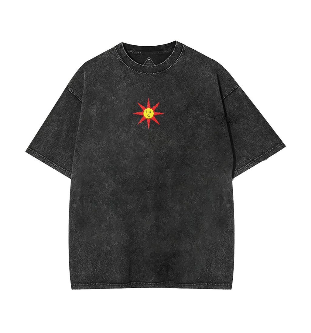 "PRAISE THE SUN" DARK SOULS Men's Washed Short Sleeved Tee
