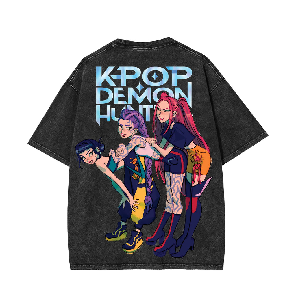 K-Pop Demon Hunters Huntrix Shirt Vintage Washed Tee (DSG)