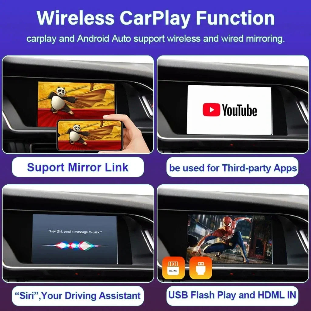 Wireless Apple CarPlay Android Auto Module for Audi A3 A4 A5 A6 A7 A8 Q3 Q5 Q7 2010-2019 with Mirror Link AirPlay Camera Function