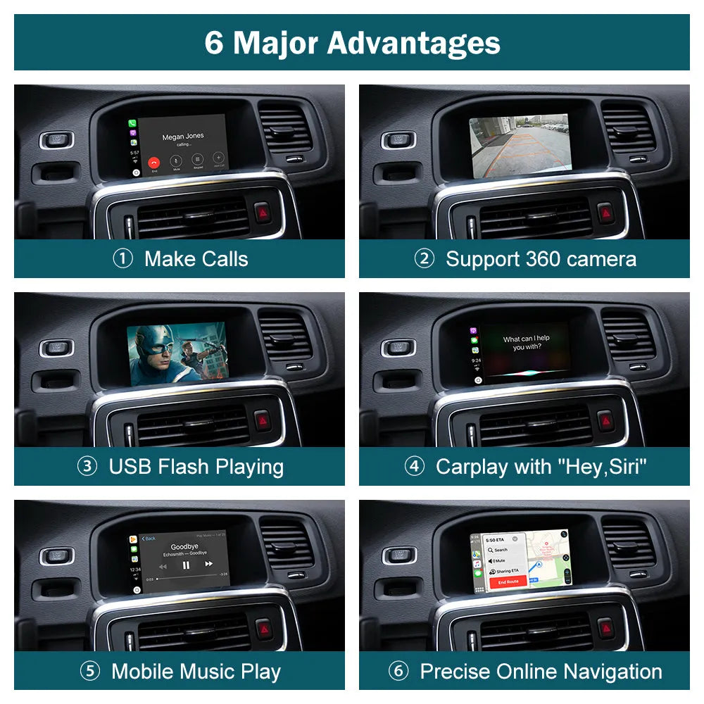 Wireless Apple CarPlay/Android Auto Upgrade Module for Volvo XC60 S60 V40 V60 2010-2019